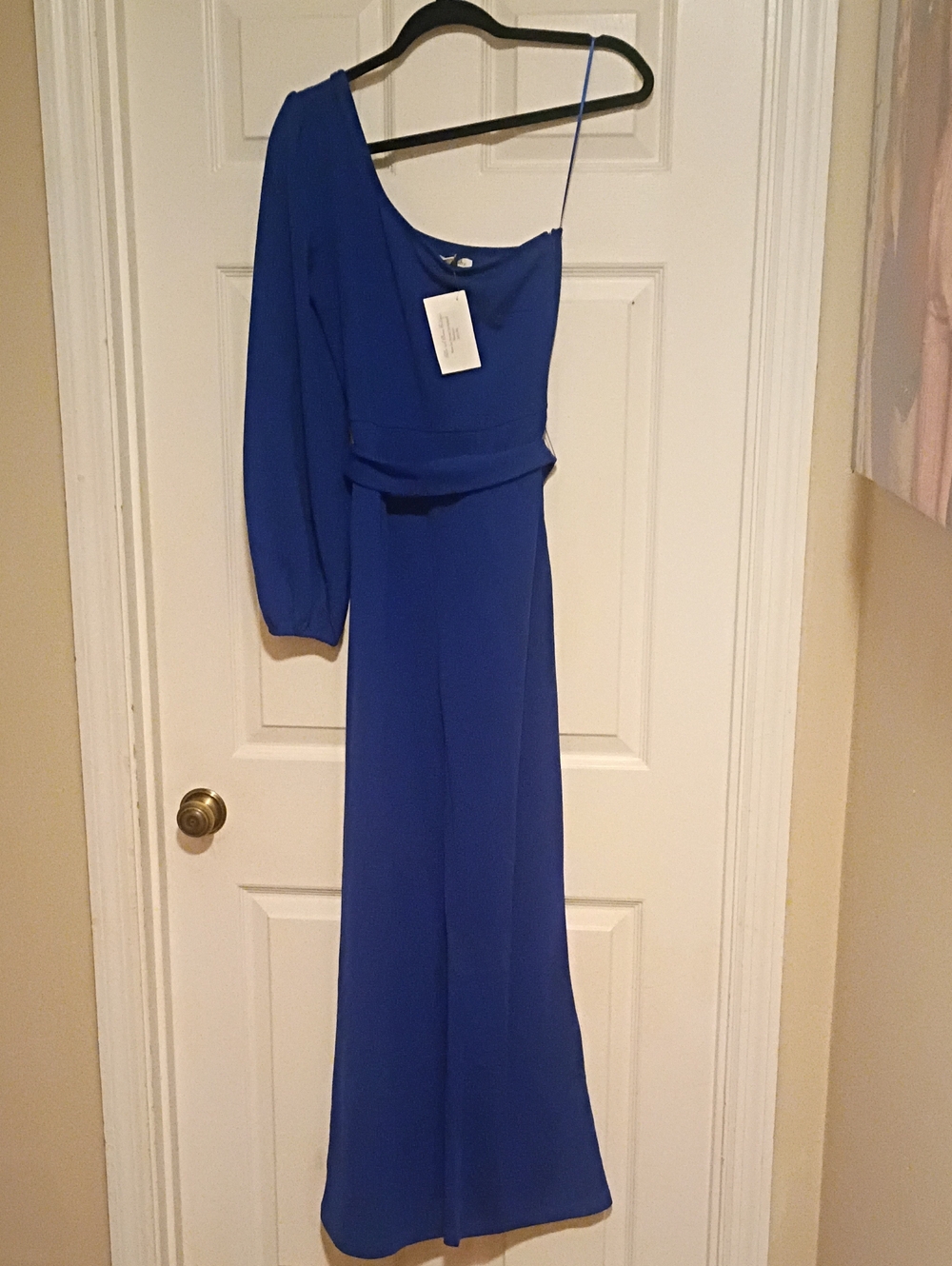 Asymmetric One-Shoulder Evening Gown in Royal Blue